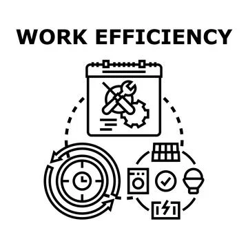 Work efficiency improvement process managing time resources Stock Illustration