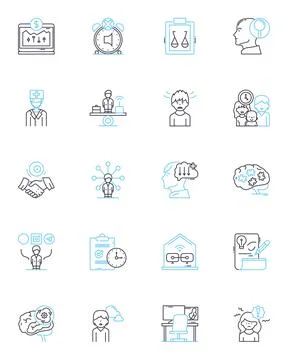 Work efficiency linear icons set. Productivity, Time-management, Multitasking Stock Illustration