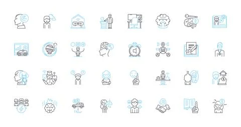 Work efficiency linear icons set. Productivity, Time-management, Multitasking イラスト素材