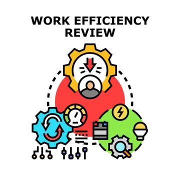Work efficiency review analyzing business process optimization Stock Illustration