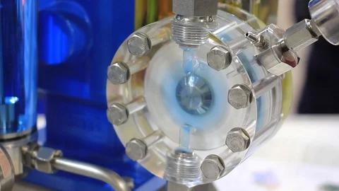 Work electromagnetic membrane dosing pump Close-up Stock Footage 122620494