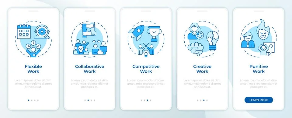 Work environment blue onboarding mobile app screen 스톡 일러스트
