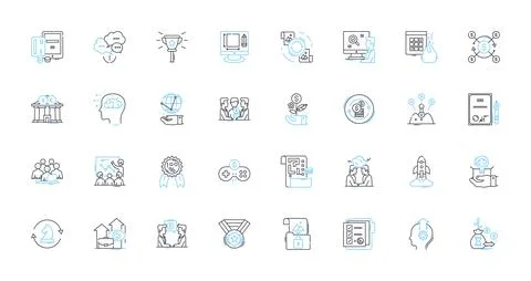 Work environment linear icons set. Productivity, Collaboration, Efficiency Stock Illustration