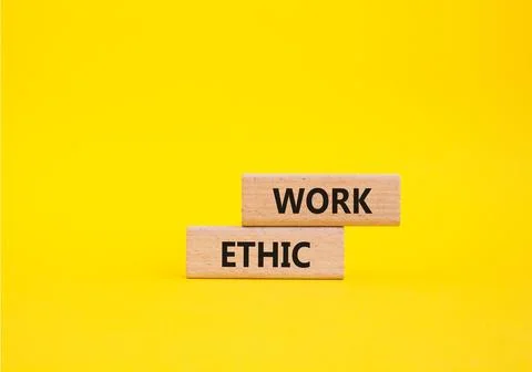 Work Ethic symbol. Concept words Work Ethic on wooden blocks. Beautiful yel.. Stock Photos