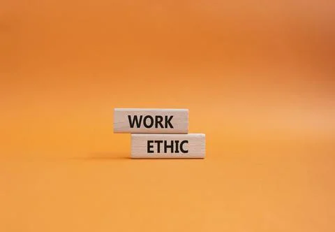 Work Ethic symbol. Concept words Work Ethic on wooden blocks. Beautiful ora.. Stock Photos