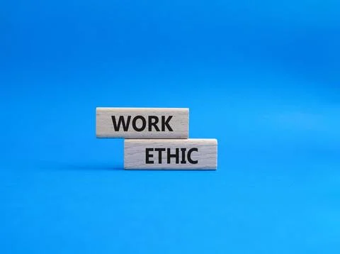 Work Ethic symbol. Concept words Work Ethic on wooden blocks. Beautiful blu.. Stock Photos