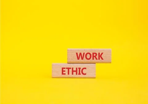 Work Ethic symbol. Concept words Work Ethic on wooden blocks. Beautiful yel.. Stock Photos