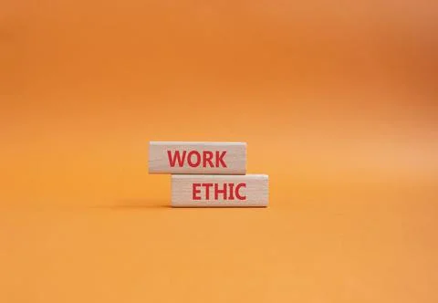 Work Ethic symbol. Concept words Work Ethic on wooden blocks. Beautiful ora.. Stock Photos