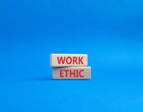 Work Ethic symbol. Concept words Work Ethic on wooden blocks. Beautiful blu.. Stock Photos
