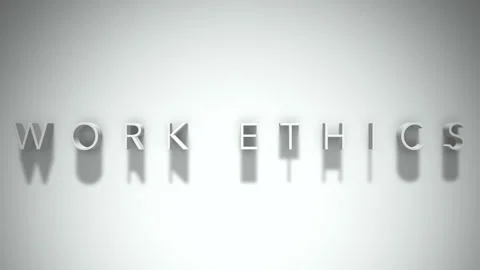 Work Ethics 3D title animation with shadows on a white background Stock Footage 296491213