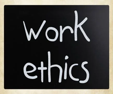 Work Ethics handwritten with white chalk on a blackboard Work Ethics handw... Stock-Fotos