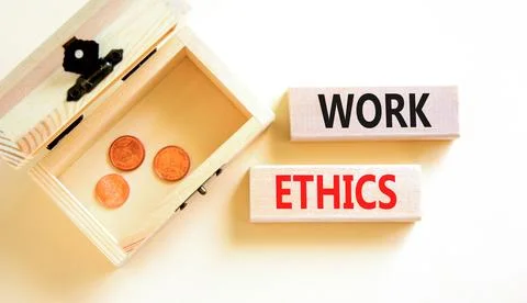 Work ethics symbol. Concept words Work ethics on beautiful wooden block. Be.. Foto stock