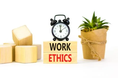 Work ethics symbol. Concept words Work ethics on beautiful wooden block. Be.. Foto stock