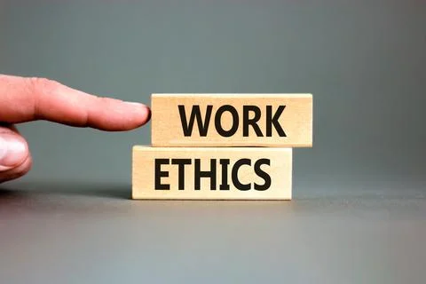 Work ethics symbol. Concept words Work ethics on beautiful wooden block. Be.. 스톡 사진