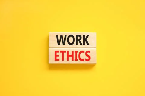 Work ethics symbol. Concept words Work ethics on beautiful wooden block. Be.. Foto stock