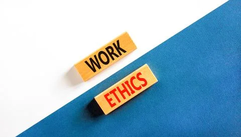 Work ethics symbol. Concept words Work ethics on beautiful wooden block. Be.. Foto stock