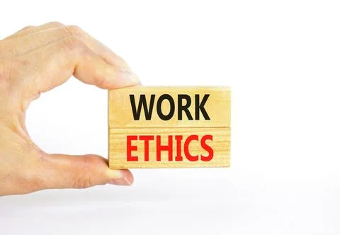 Work ethics symbol. Concept words Work ethics on beautiful wooden block. Be.. Foto stock