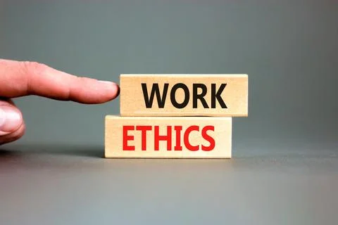 Work ethics symbol. Concept words Work ethics on beautiful wooden block. Be.. Stock-Fotos