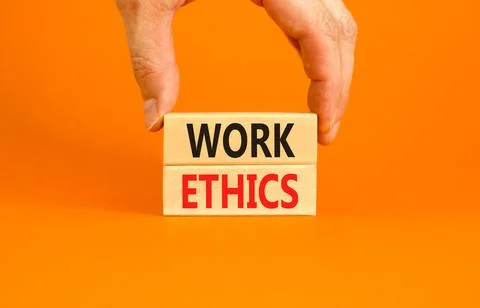 Work ethics symbol. Concept words Work ethics on beautiful wooden block. Be.. Foto stock
