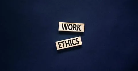 Work ethics symbol. Concept words Work ethics on beautiful wooden block. Be.. Stock-Fotos