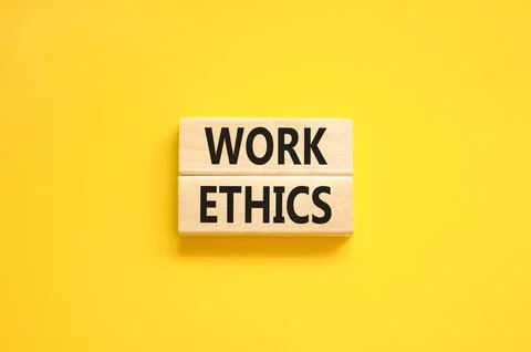 Work ethics symbol. Concept words Work ethics on beautiful wooden block. Be.. 写真素材
