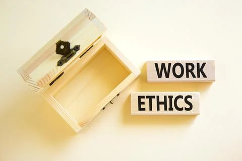 Work ethics symbol. Concept words Work ethics on beautiful wooden block. Be.. Foto stock