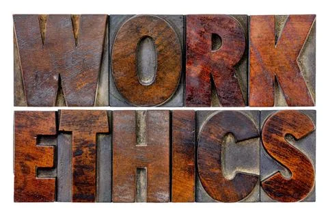  work ethics word abstract work ethics word abstract in vintage letterpres... Stock-Fotos