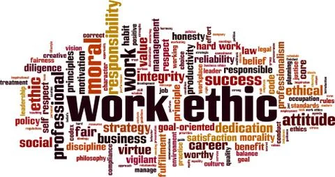 Work ethics word cloud Stock Illustration
