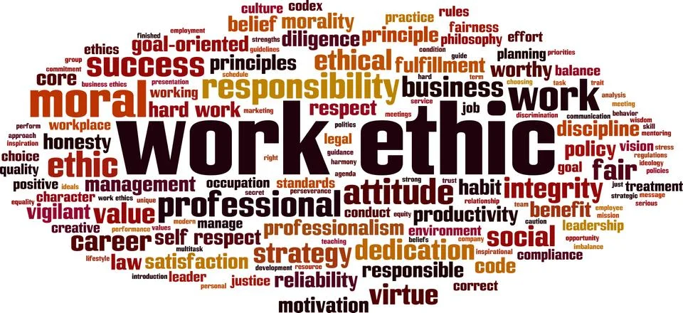 Work ethics word cloud Stock Illustration