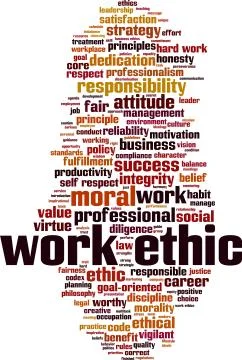 Work ethics word cloud Illustrazione stock