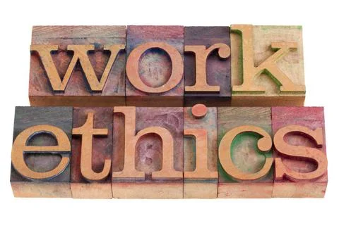  work ethics work ethics concept - words in vintage wooden letterpress pri... Stock-Fotos