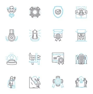 Work evolution linear icons set. Automation, Collaboration, Digitalization 스톡 일러스트