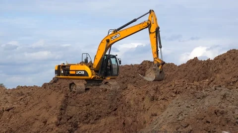 Work Excavator at a construction site. Stock Footage