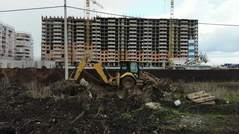 Work excavator at a construction site. Stock Footage 125344992