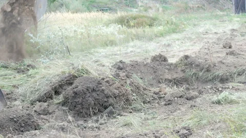 Work excavator damaging optical cable Stock Footage 86093086