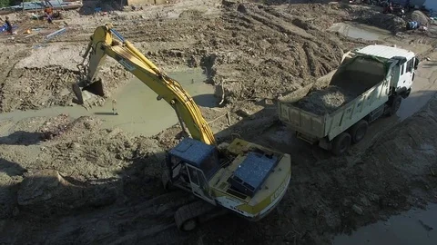 Work of the excavator Stock Footage 89690125