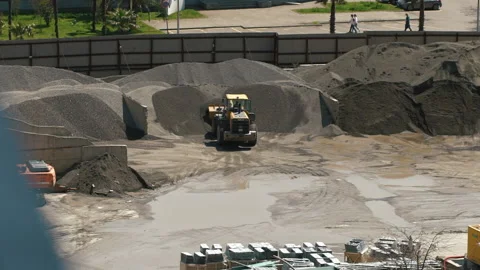 Work of excavators on the construction of a building. Support trackor activities Stock Footage 181451107