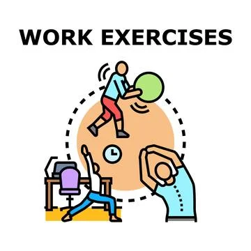 Work exercises concept for office employee wellness Illustrazione stock