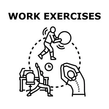 Work exercises concept for office employee wellness Illustrazione stock