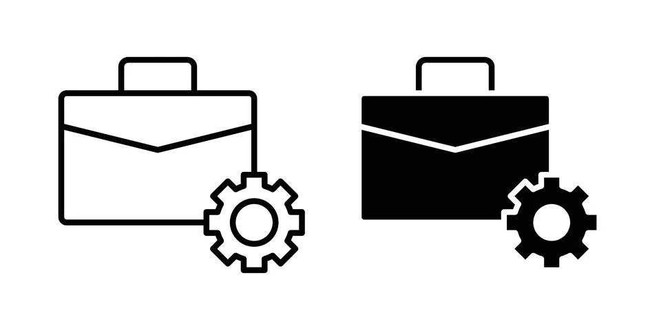 Work experience icon solid, line, and editable vector set. Stock Illustration