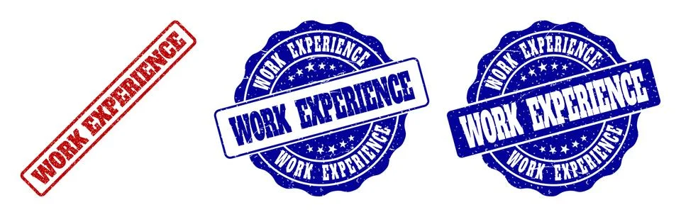 WORK EXPERIENCE Scratched Stamp Seals Stock Illustration