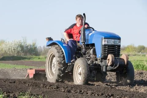 The work of a farmer in the spring Stock Photos