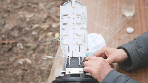 Work with fiber optic Stock Footage 74049739