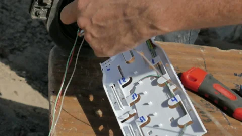 Work with fiber optic Stock Footage 94756066