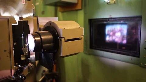 The work of the film projector during the demonstration of the film in the Stock Footage 201691619