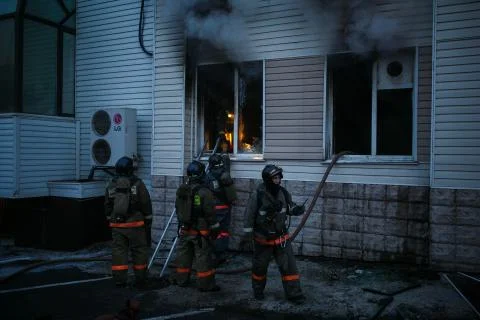  The work of fire brigades. Stock Photos