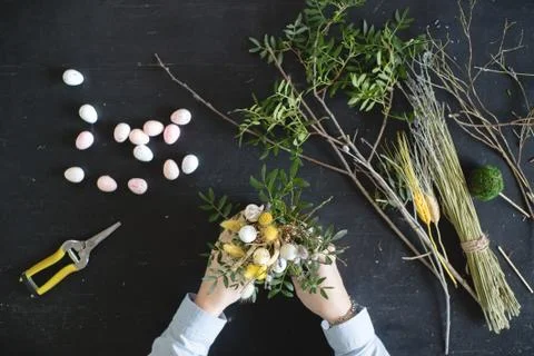 Work florist top view Stock Photos