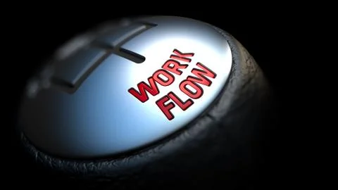 Work Flow on Gear Stick with Red Text Stock Illustration