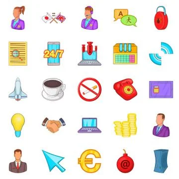 Work flow icons set, cartoon style Stock Illustration