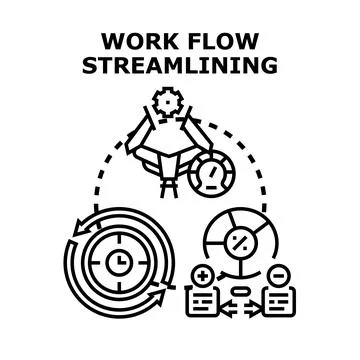 Work flow streamlining business process optimization concept Stock Illustration